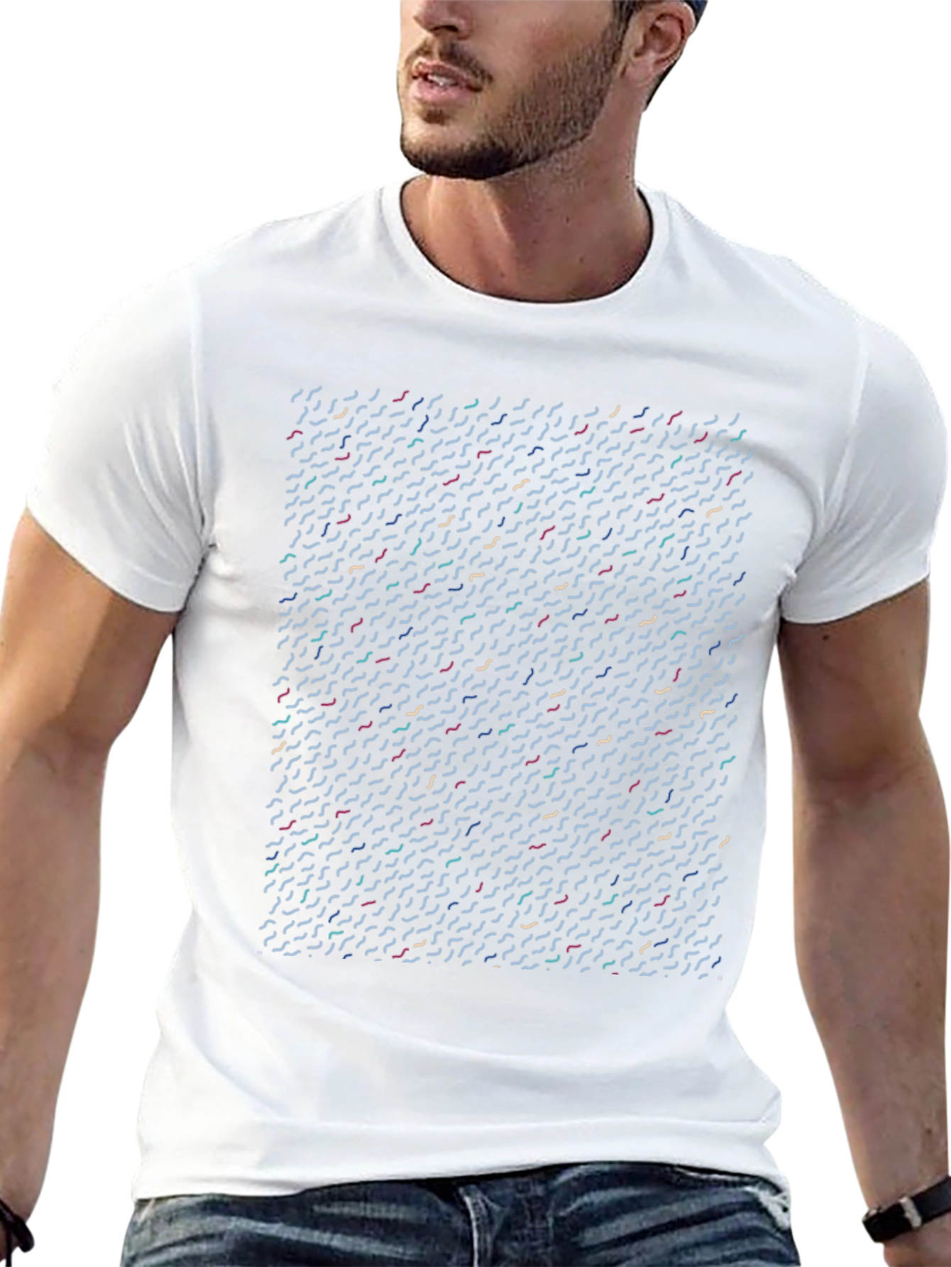 Abstract Line Pattern Black T-Shirt