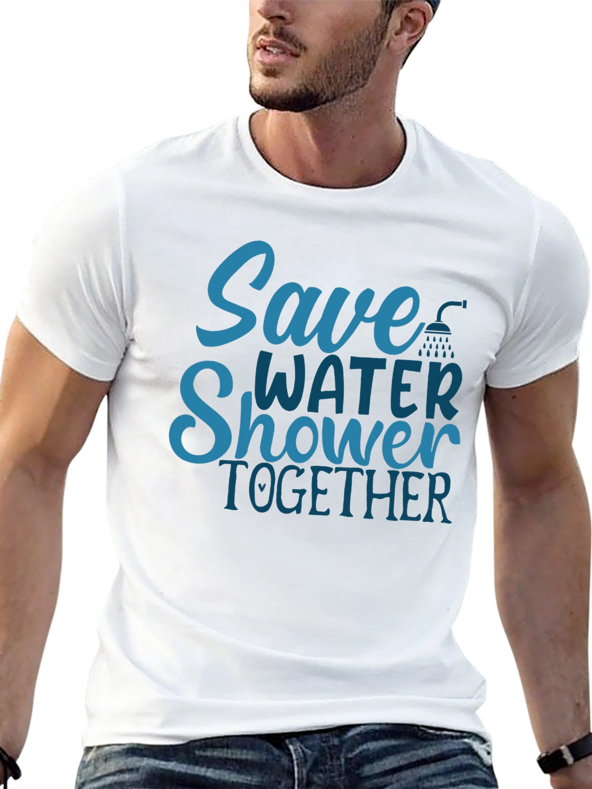 Save Water Shower Together T-Shirt Funny Eco Tee