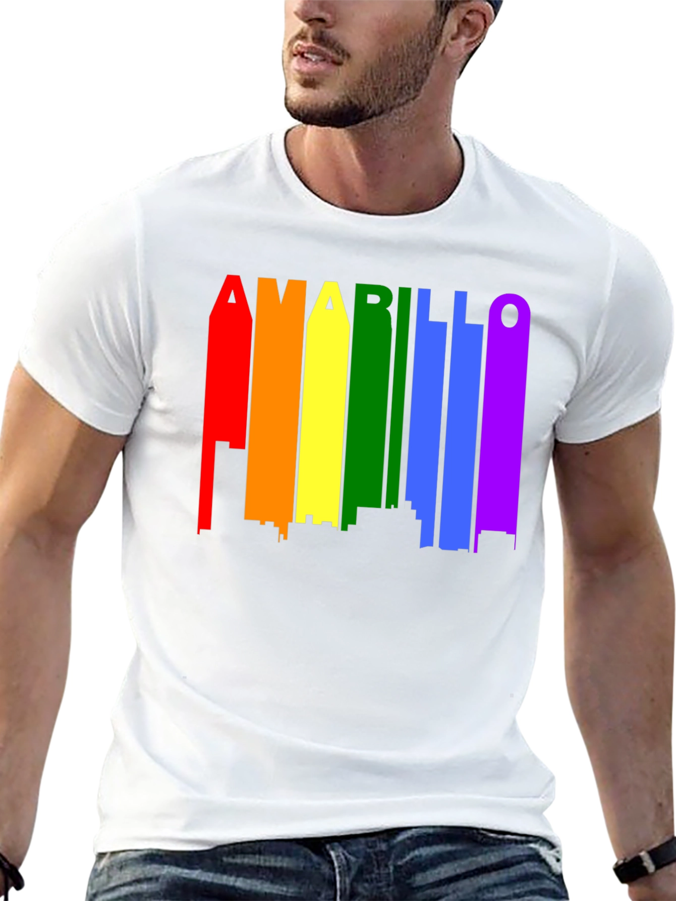 Amarillo Rainbow Skyline Graphic T-Shirt