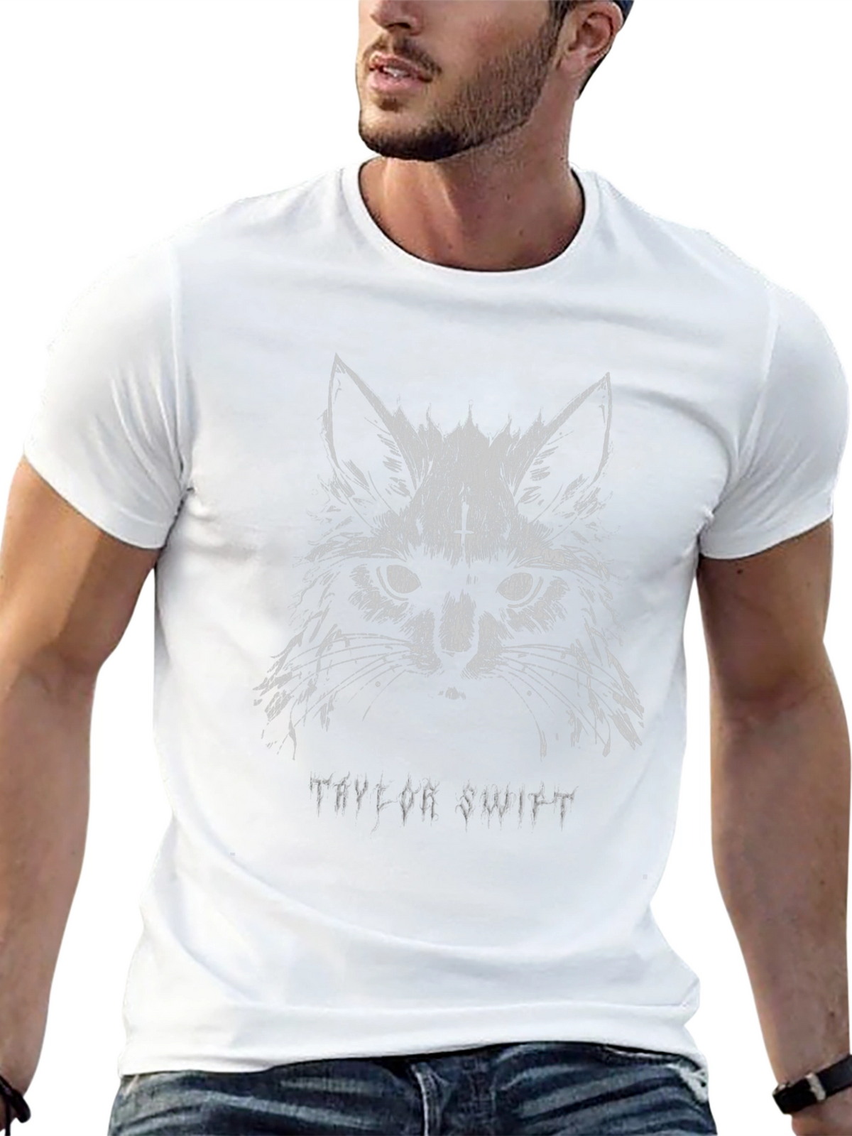 Taylor Swift Cat Graphic Tee - Black