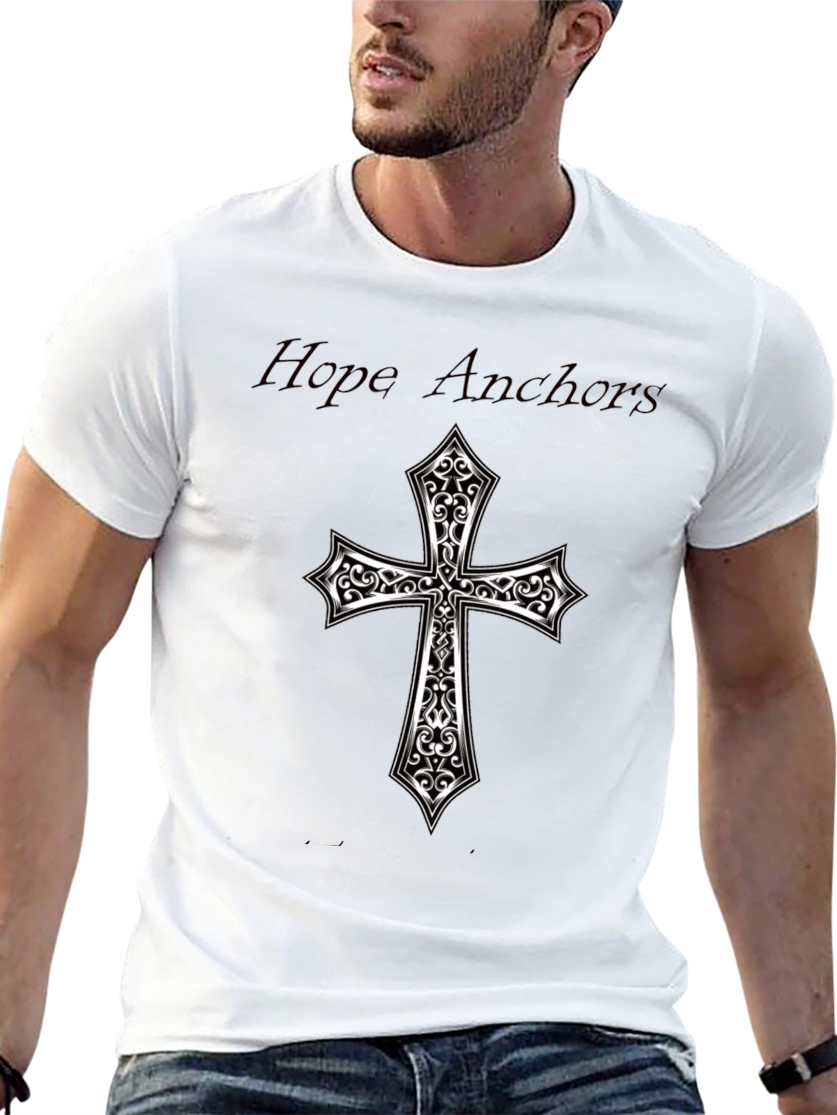 Hope Anchors Cross Graphic Black Tee