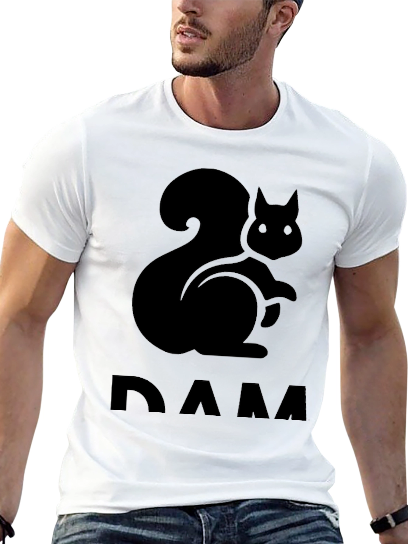 Squirrel DAM T-Shirt - Black Crew Neck Tee