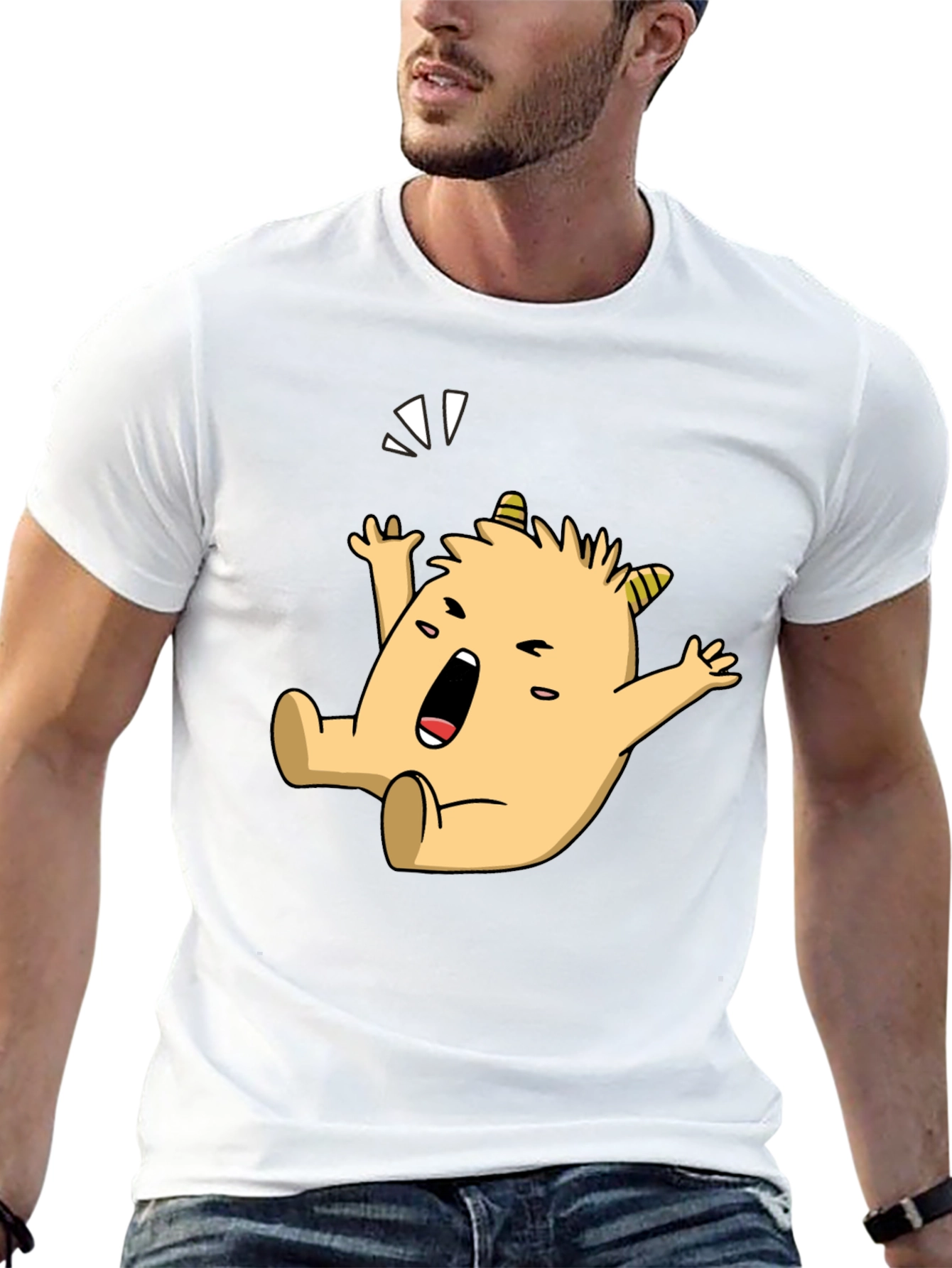 Monster Cartoon Graphic Black T-Shirt