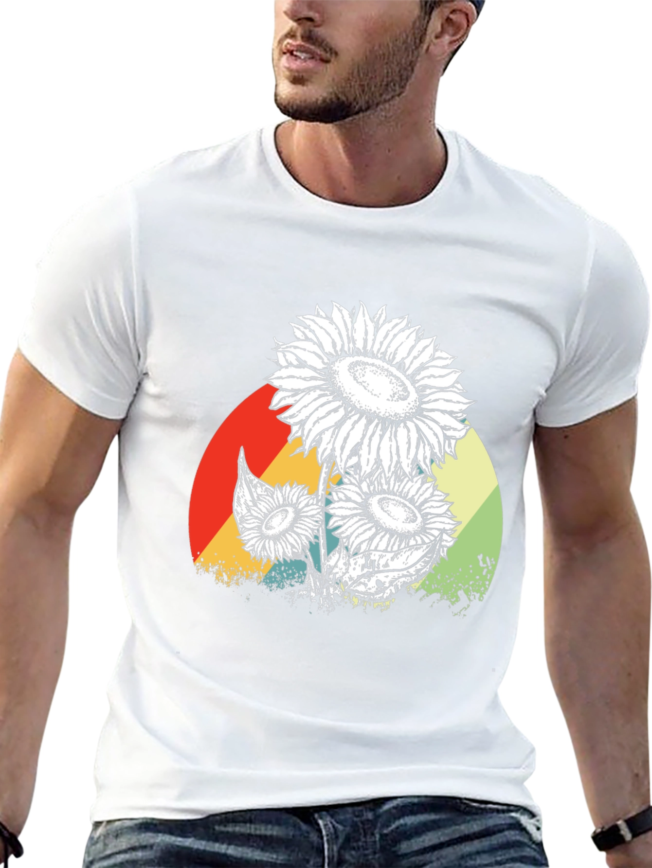 Sunflower Graphic Print Black T-Shirt