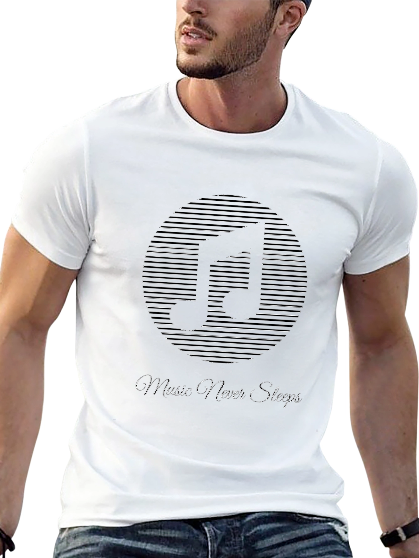 Music Never Sleeps Graphic T-Shirt - Black