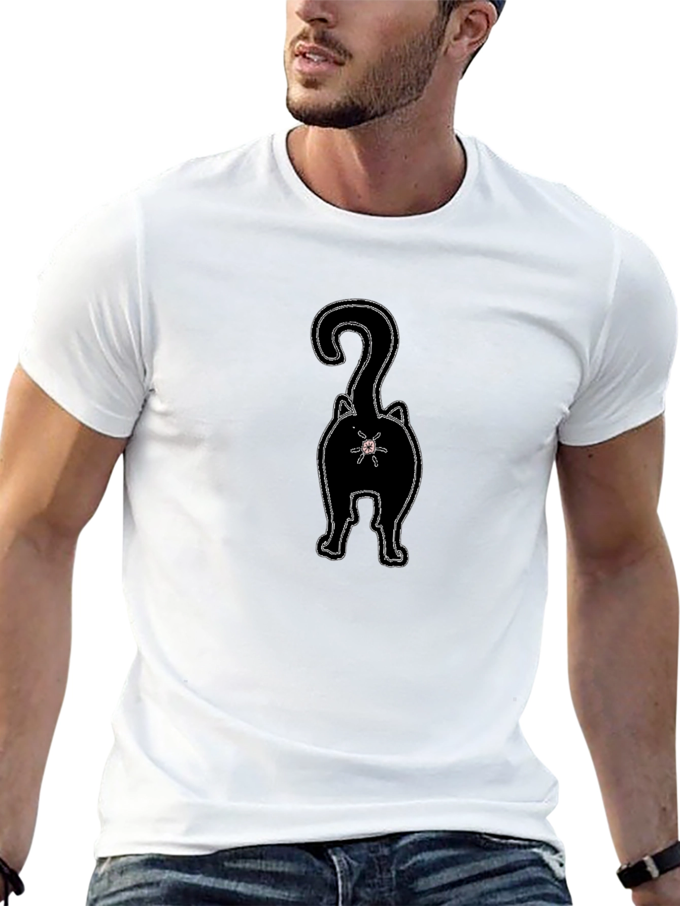 Black Cat Butt T-Shirt - Funny Graphic Tee