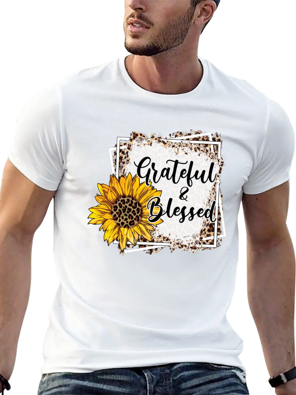 Grateful & Blessed Sunflower Graphic Tee