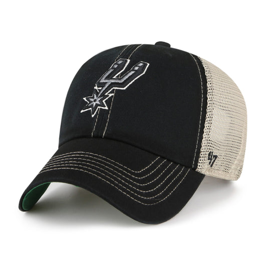 Men's San Antonio Spurs '47 Black Trawler Clean Up Trucker Adjustable Hat