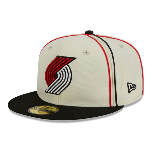 Men's Portland Trail Blazers New Era Cream/Black Piping 2-Tone 59FIFTY Fitted Hat