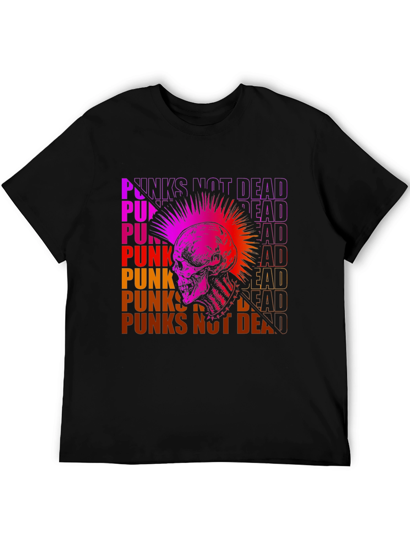 Punks Not Dead Graphic Tee - Skull Design