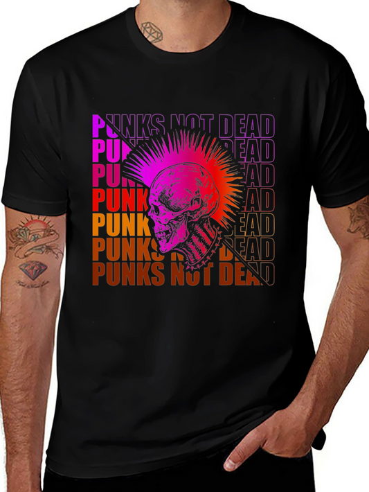 Punks Not Dead Graphic Tee - Skull Design