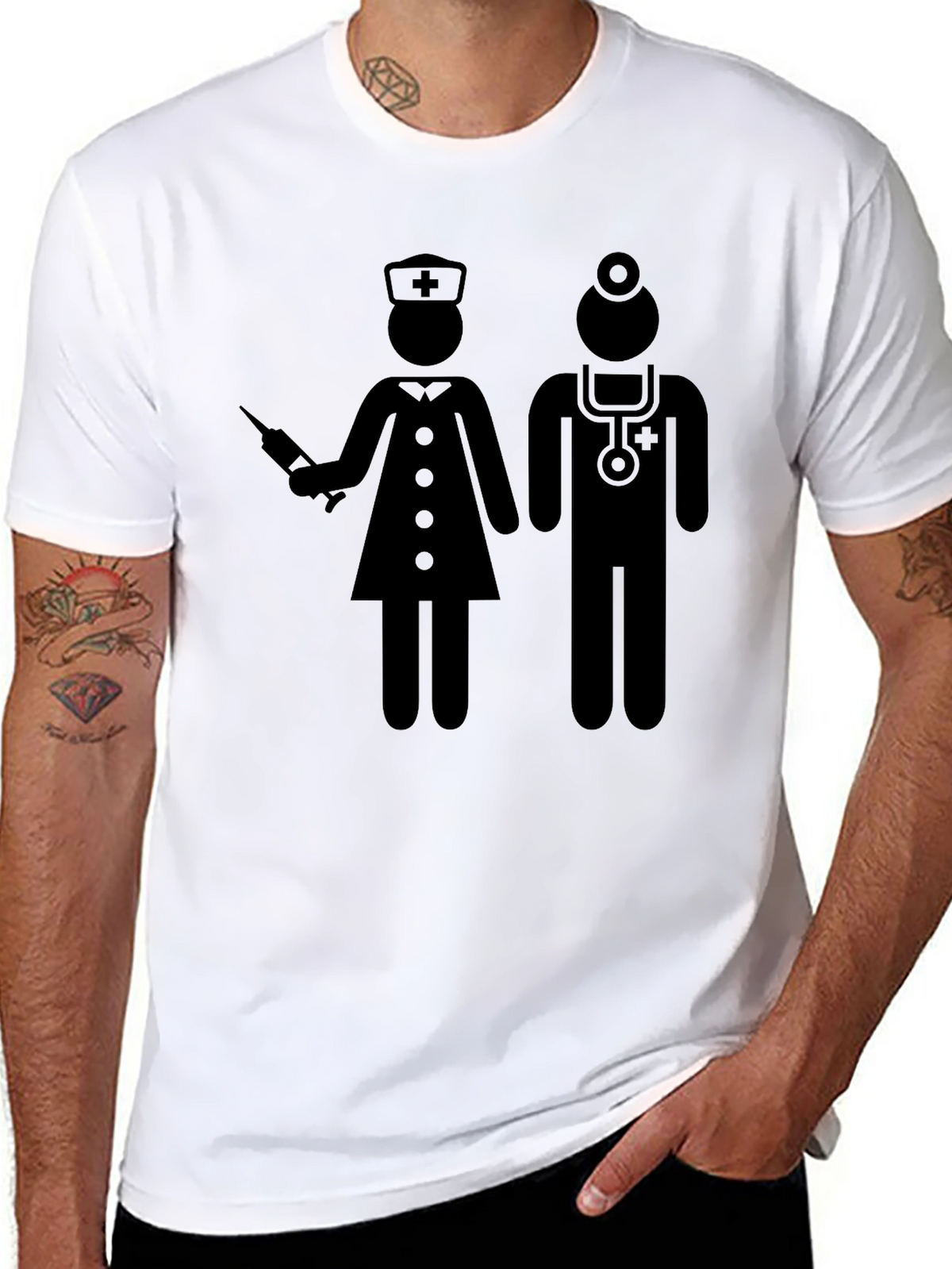 Nurse & Doctor Graphic T-Shirt - Black