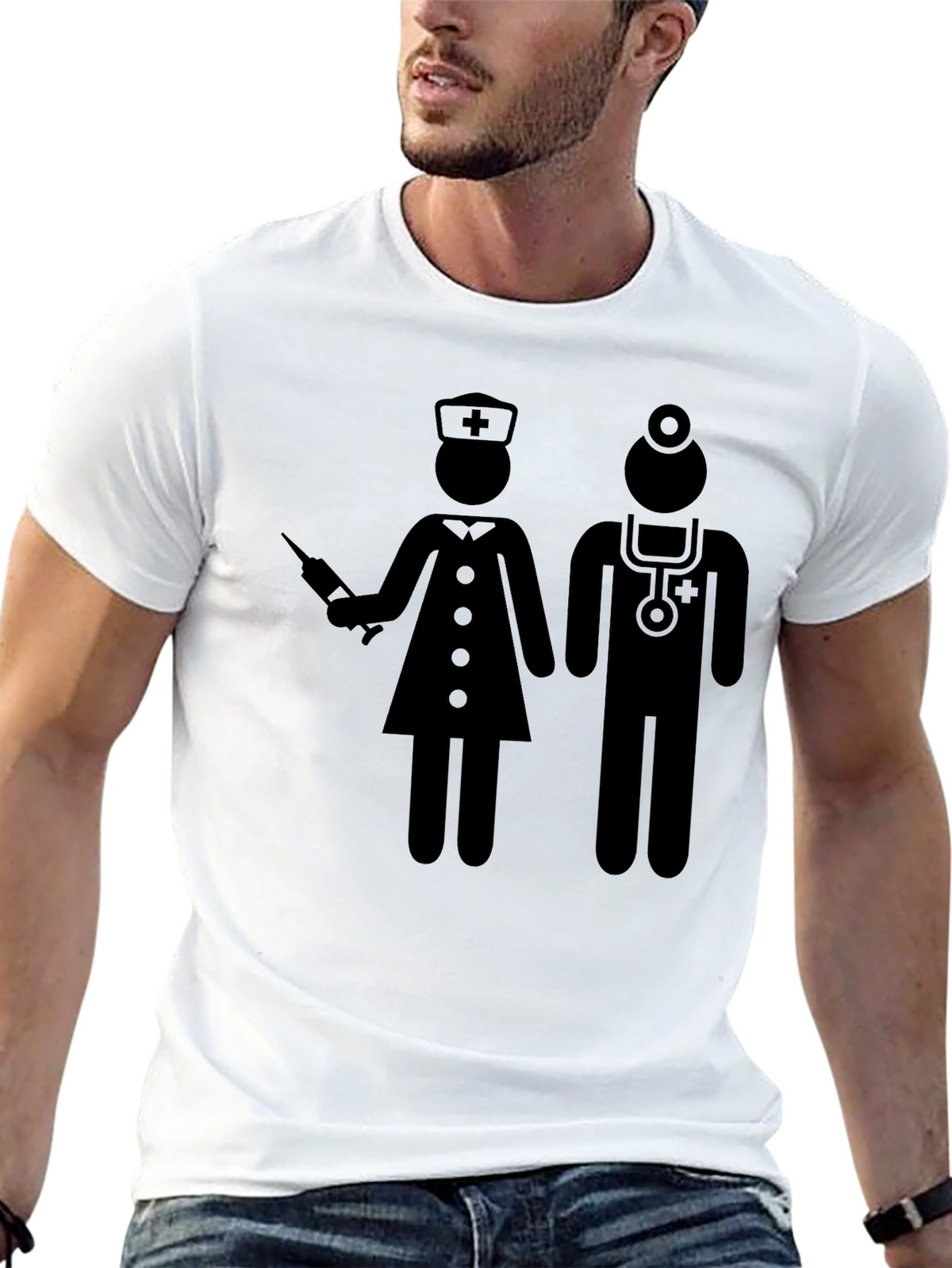 Nurse & Doctor Graphic T-Shirt - Black