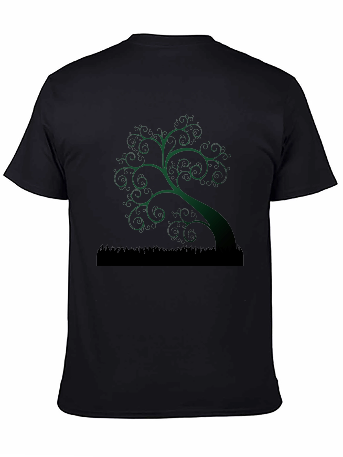 Whimsical Tree Graphic Tee - Unique Dark Green Design