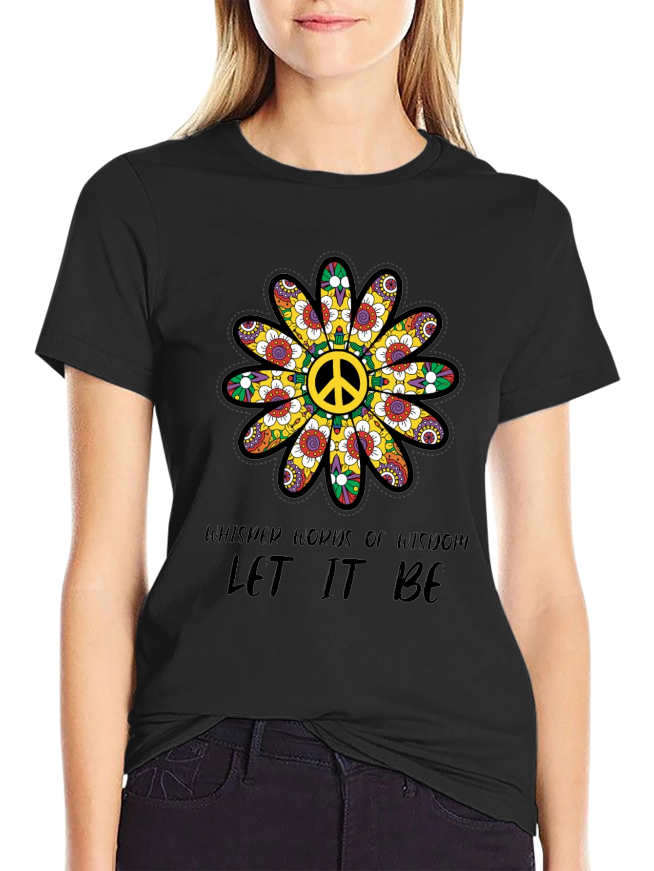 Peace Sign Flower T-Shirt - Let It Be