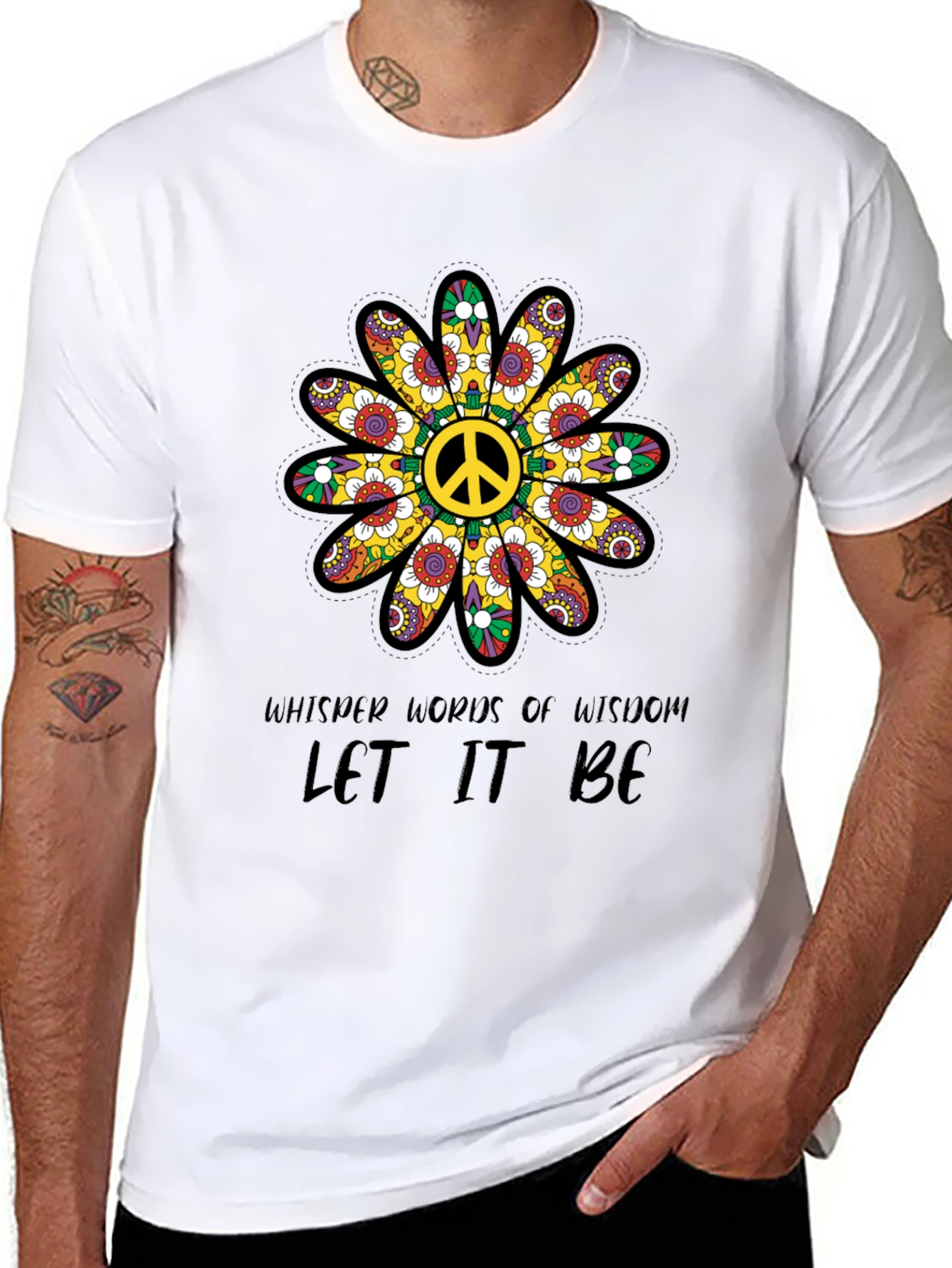 Peace Sign Flower T-Shirt - Let It Be