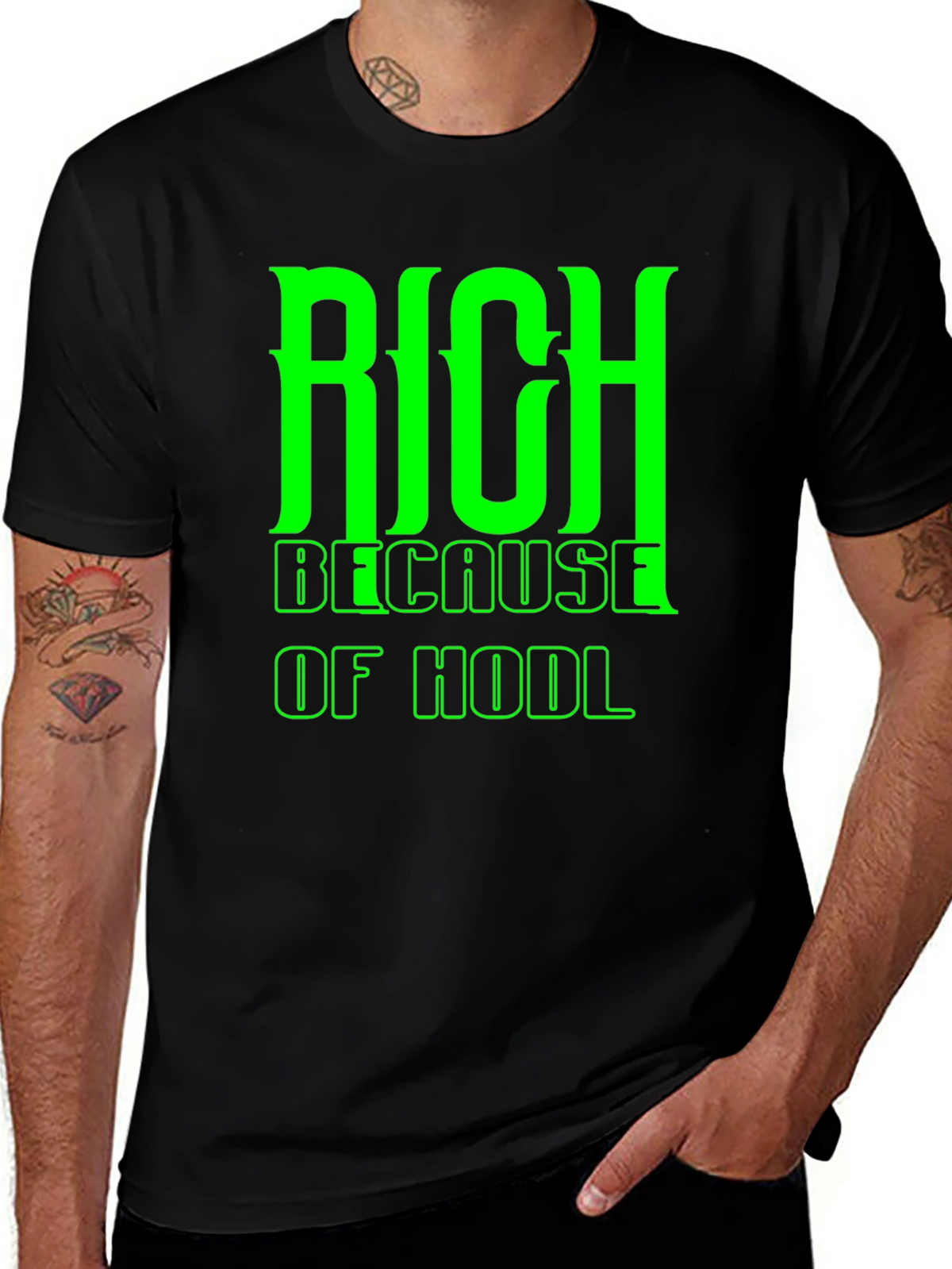 Rich Because of HODL Black T-Shirt