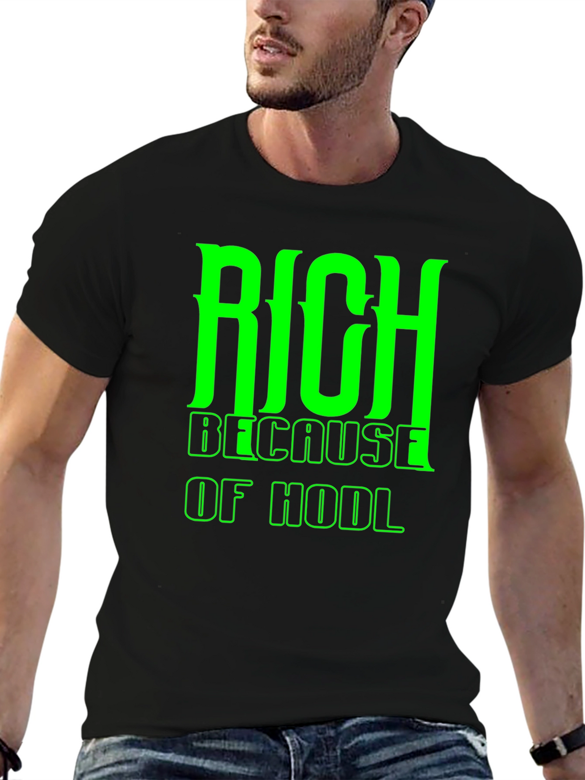 Rich Because of HODL Black T-Shirt