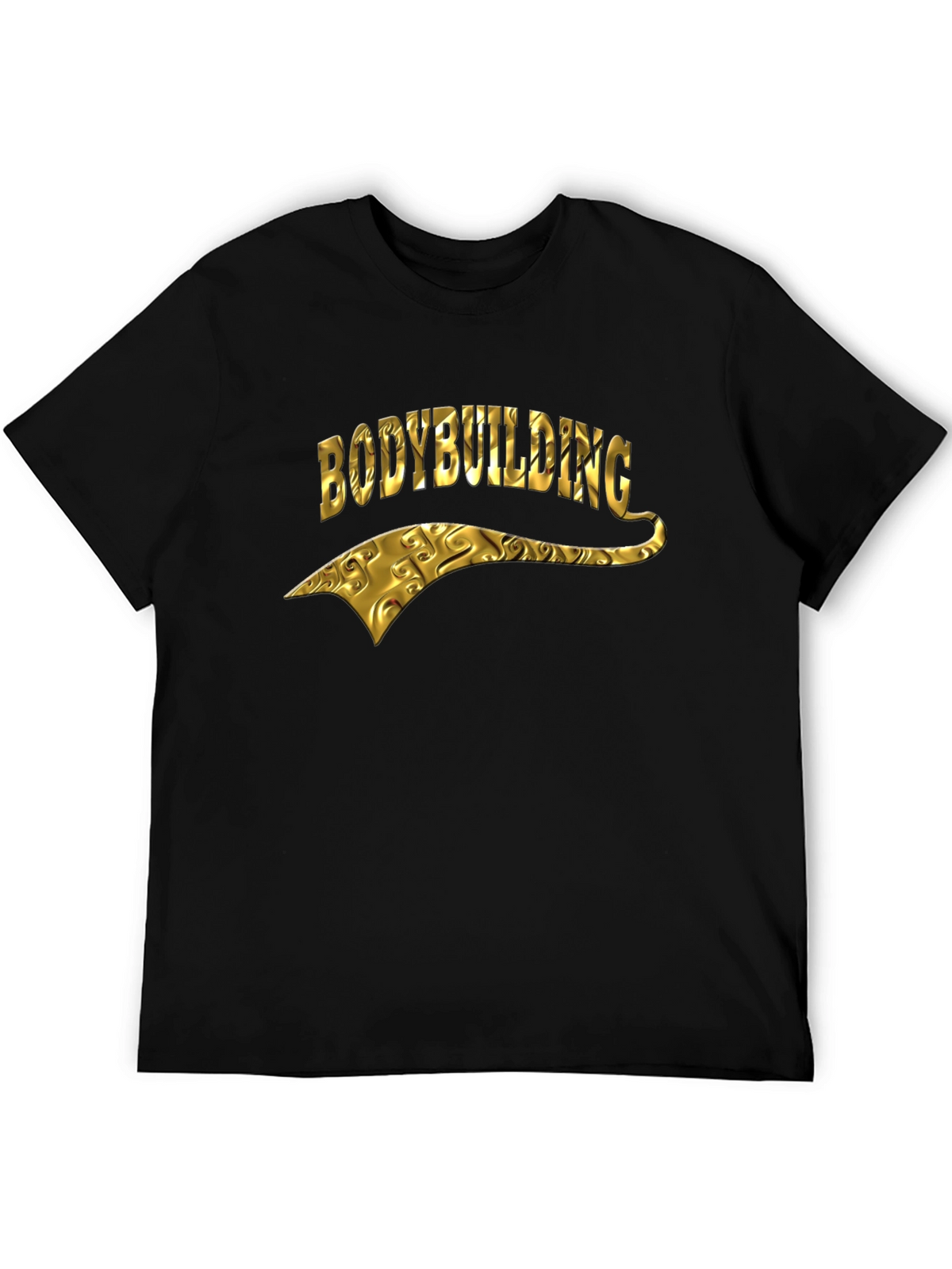 Bodybuilding Gold Graphic Black T-Shirt