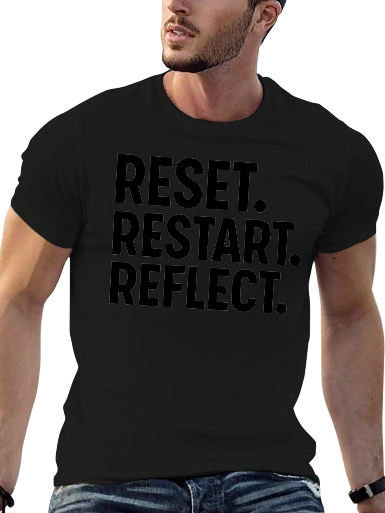 Reset Restart Reflect Graphic Tee - Black