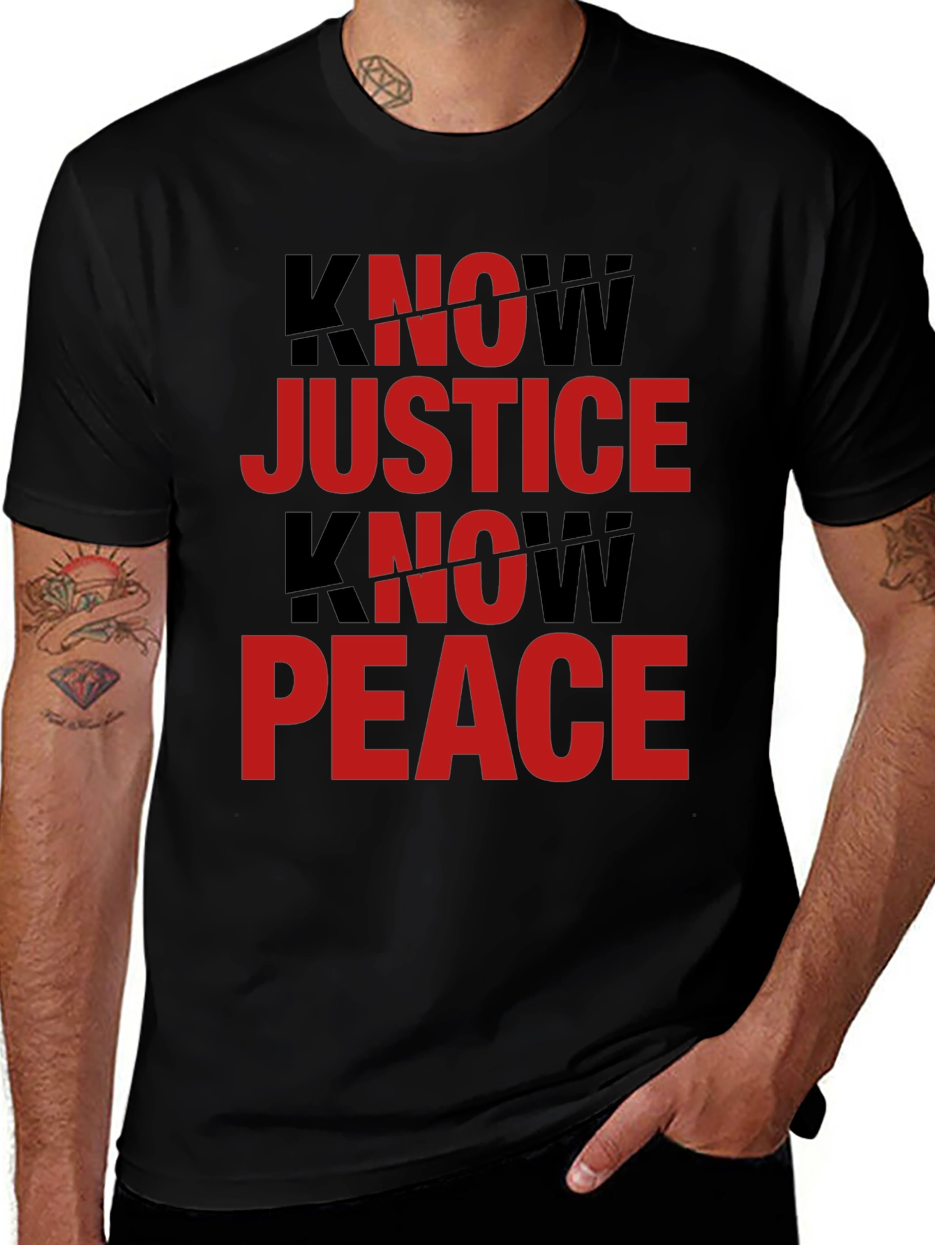 Know Justice Know Peace Graphic Tee - Black