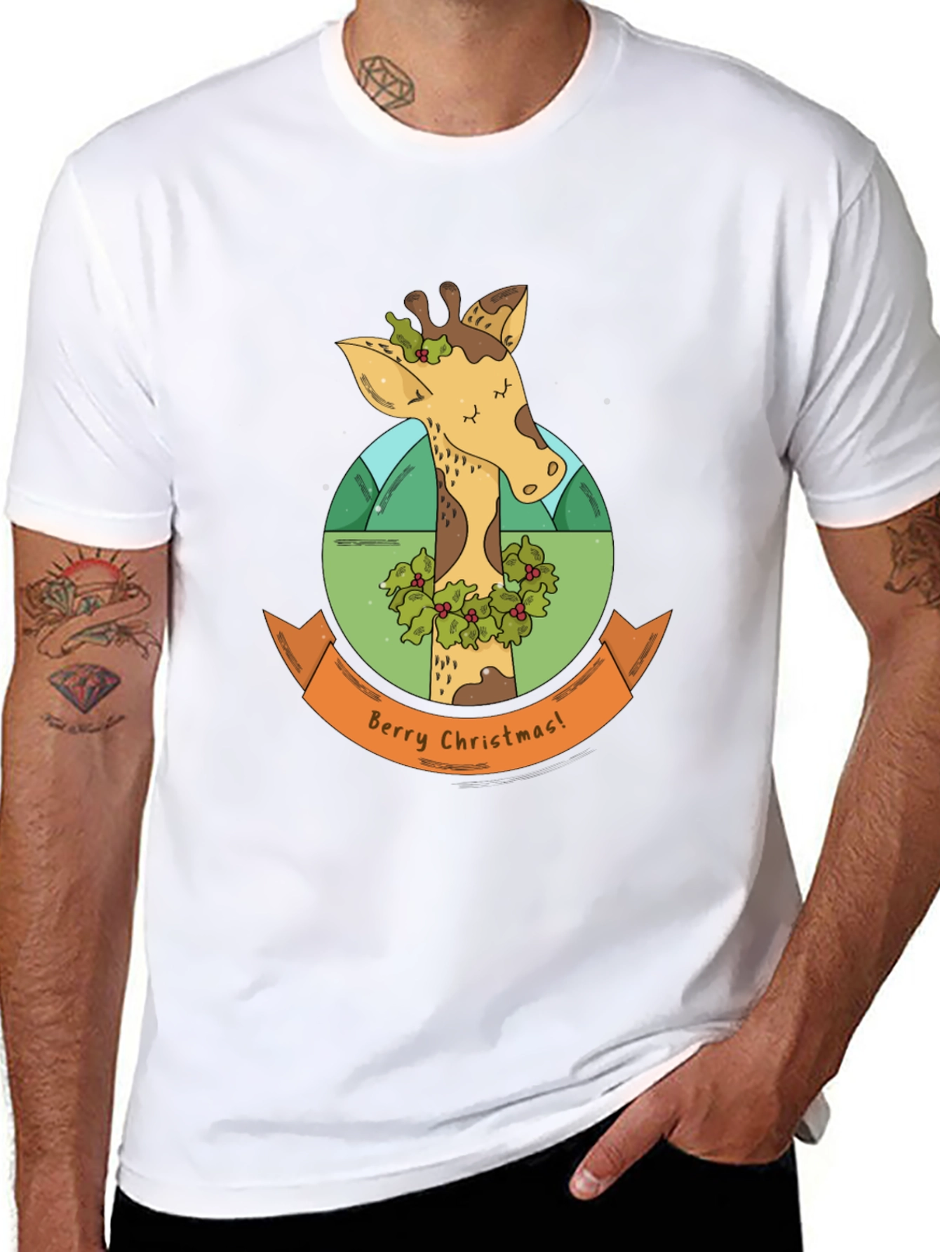 Berry Christmas Giraffe T-Shirt