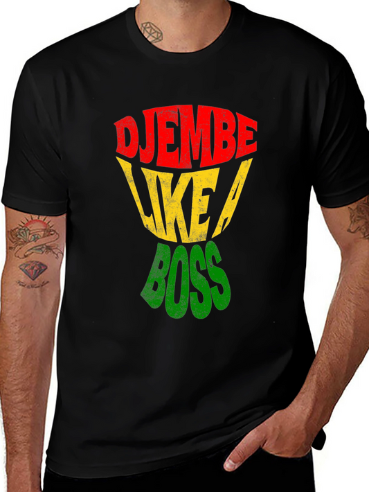 Djembe Like a Boss T-Shirt - Rasta Colors