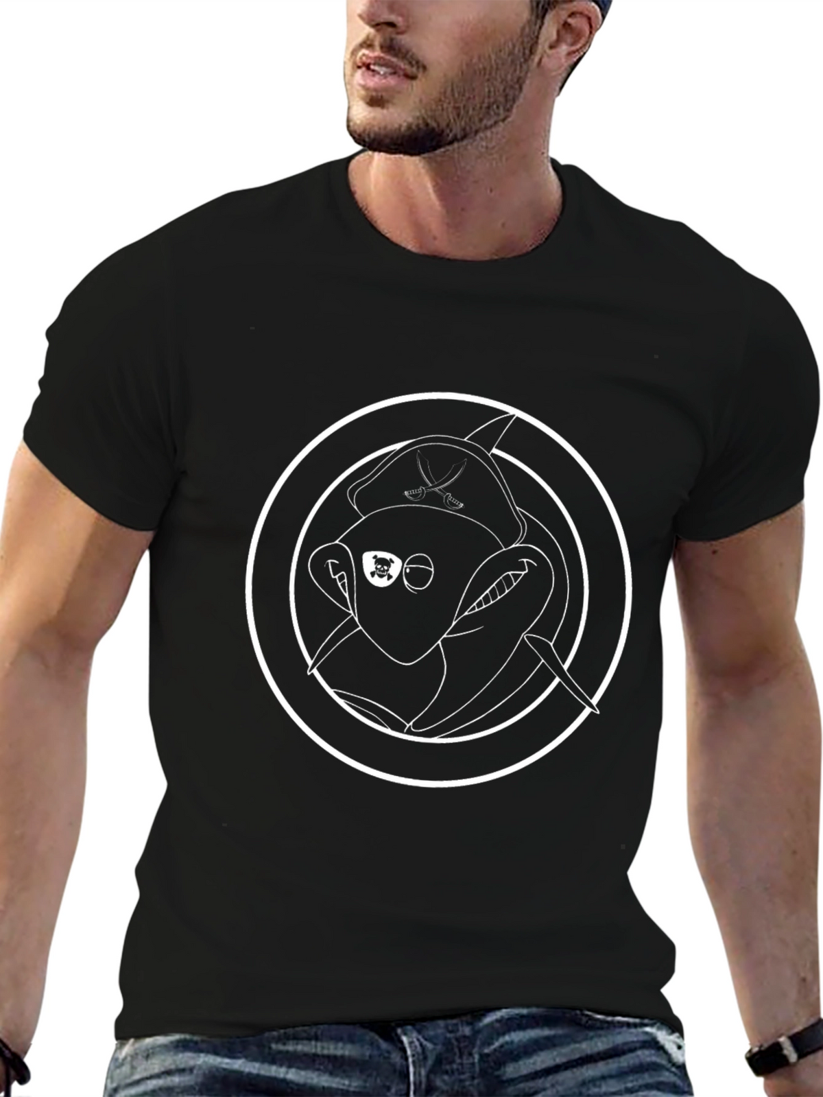 Pirate Monkey Graphic Black T-Shirt
