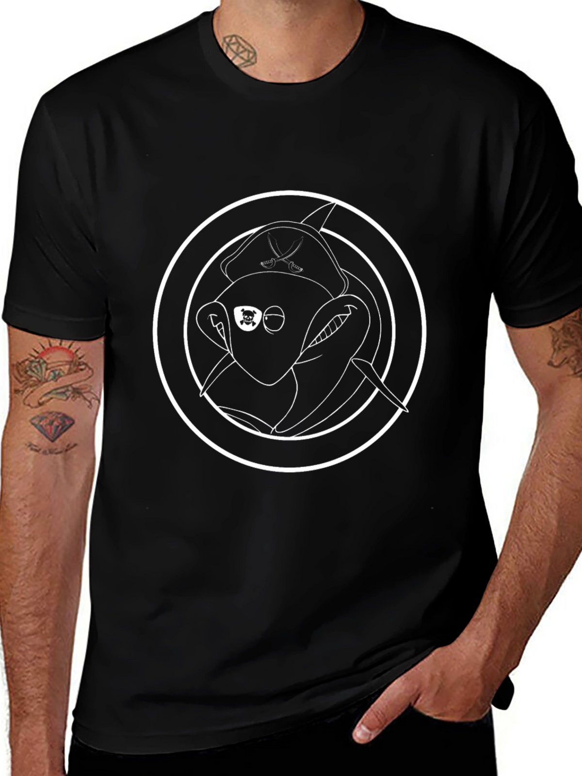 Pirate Monkey Graphic Black T-Shirt