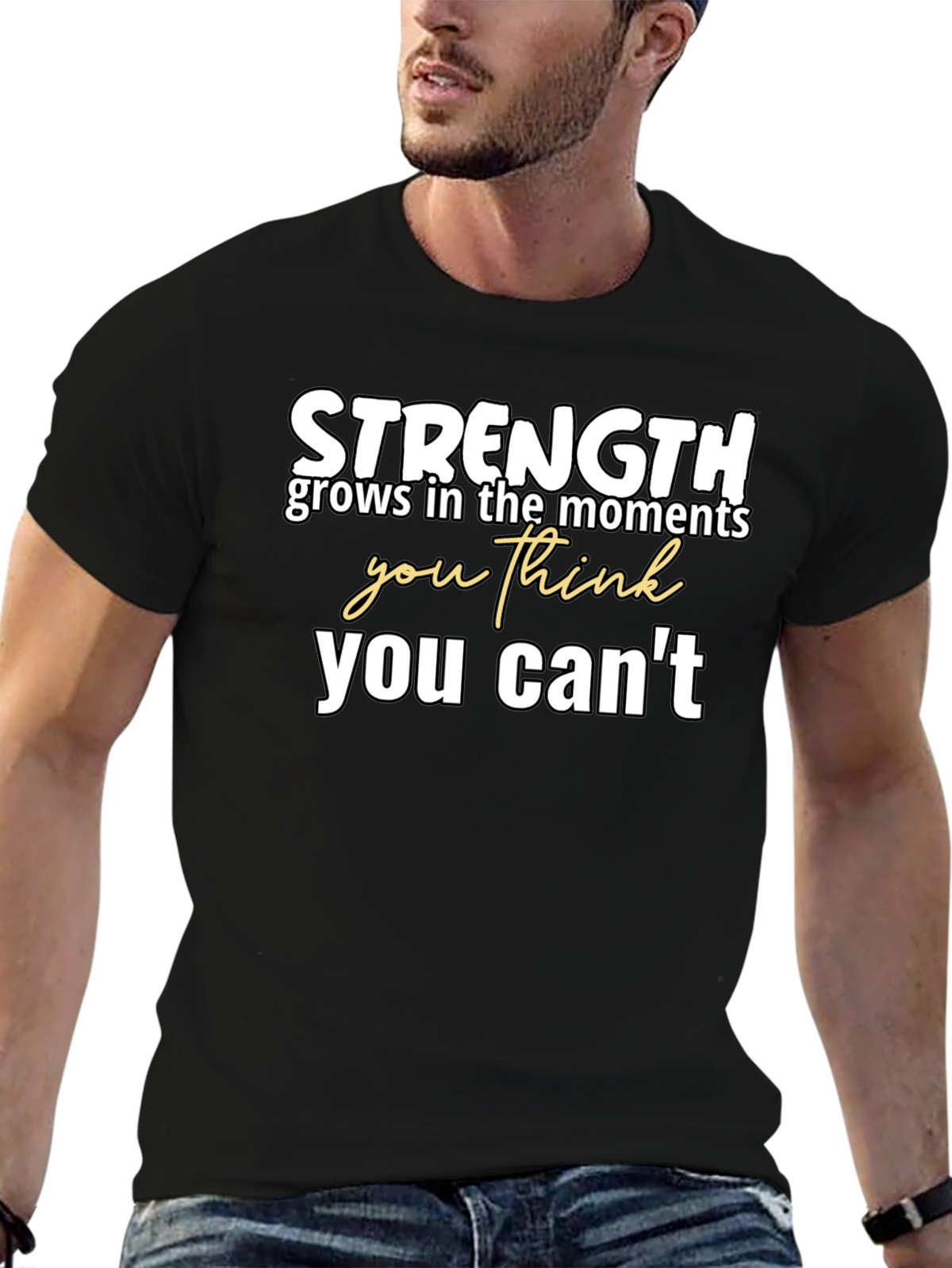 Strength Motivational Graphic Tee - Black