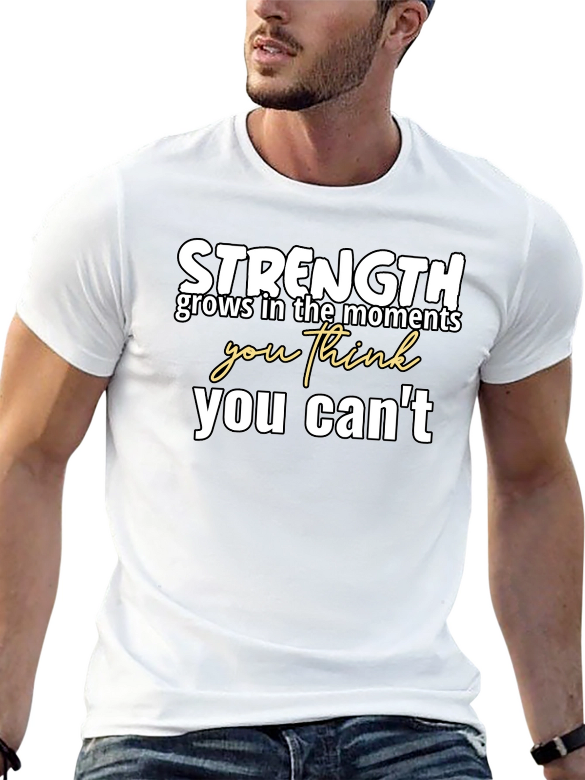 Strength Motivational Graphic Tee - Black
