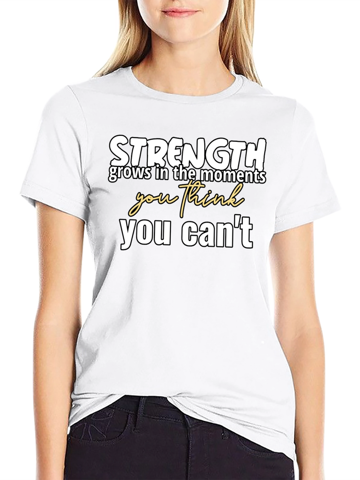 Strength Motivational Graphic Tee - Black