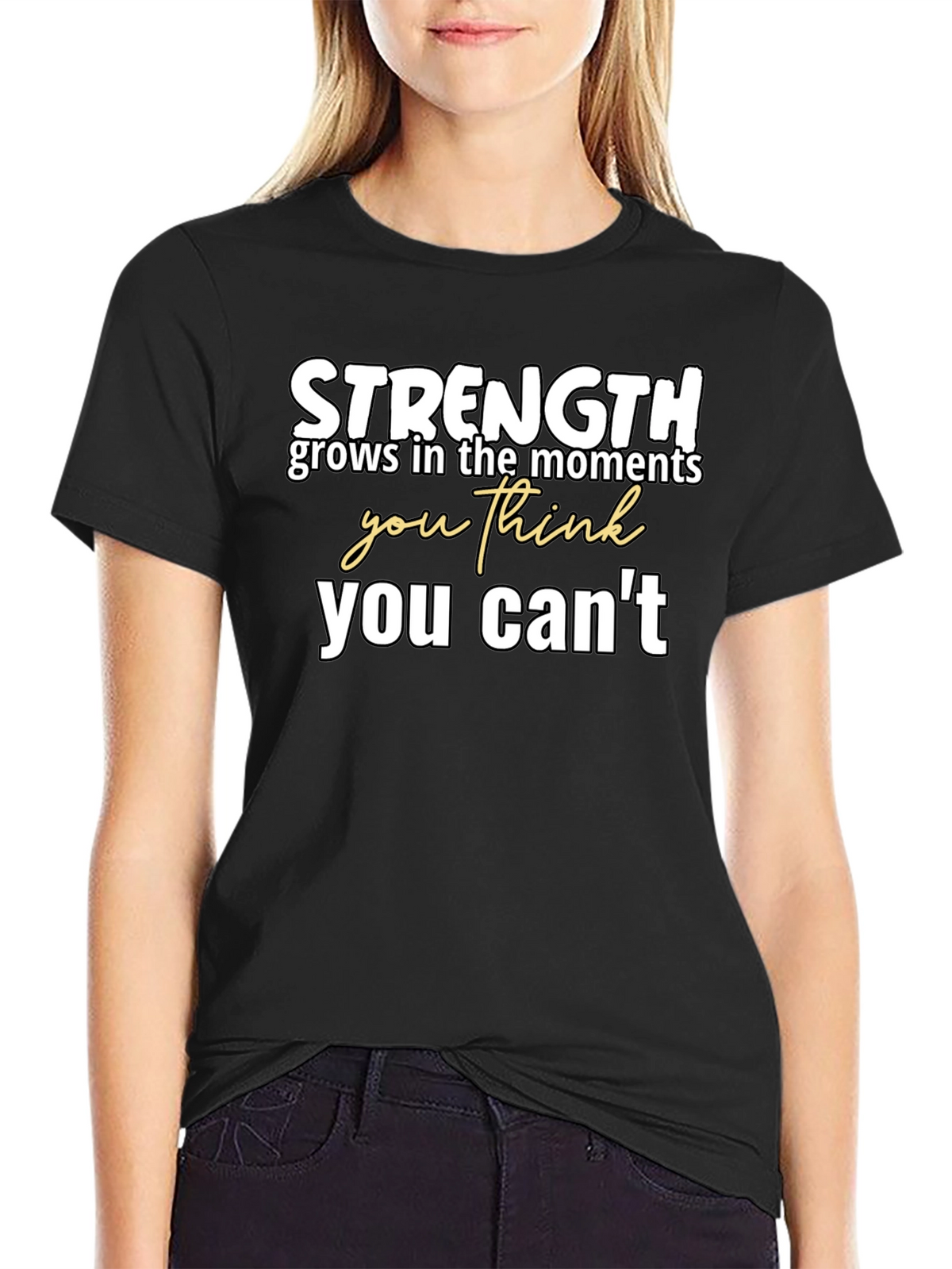 Strength Motivational Graphic Tee - Black