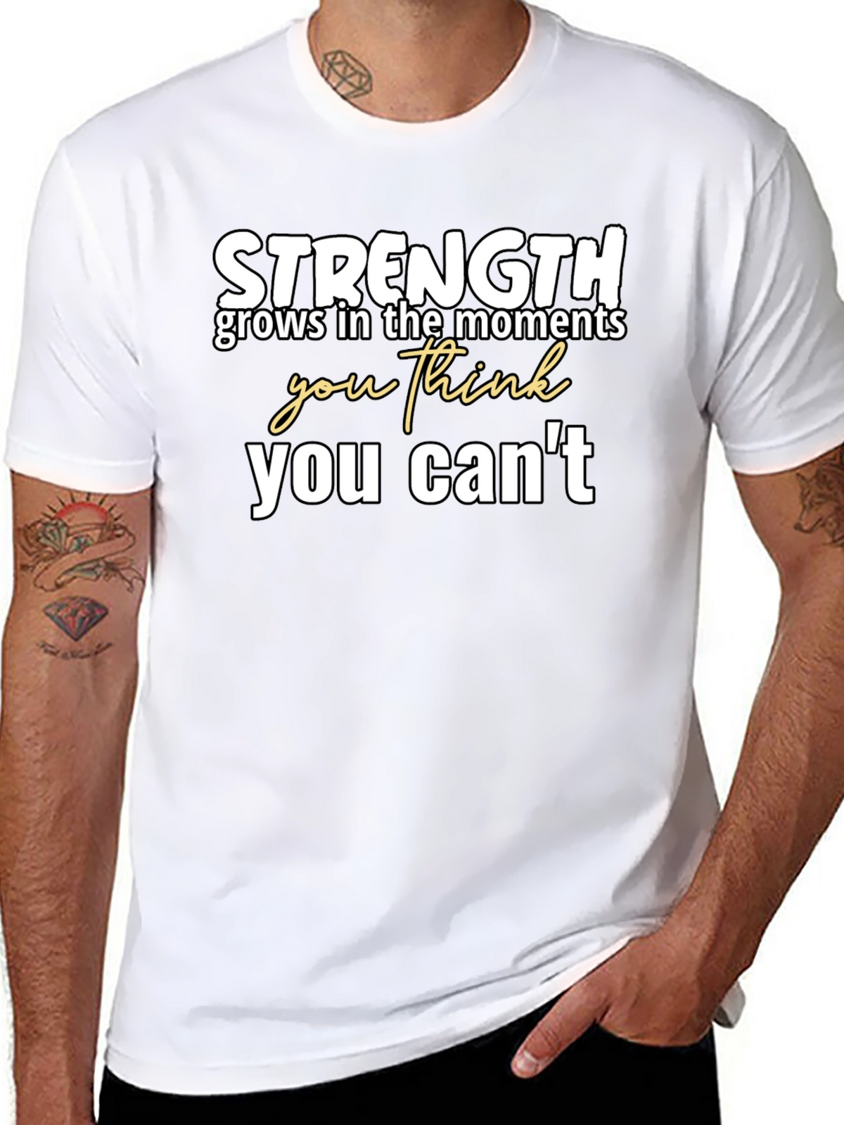Strength Motivational Graphic Tee - Black