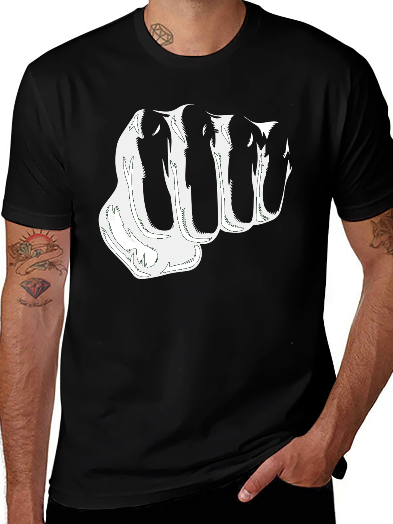 Fist Graphic Print Black T-Shirt