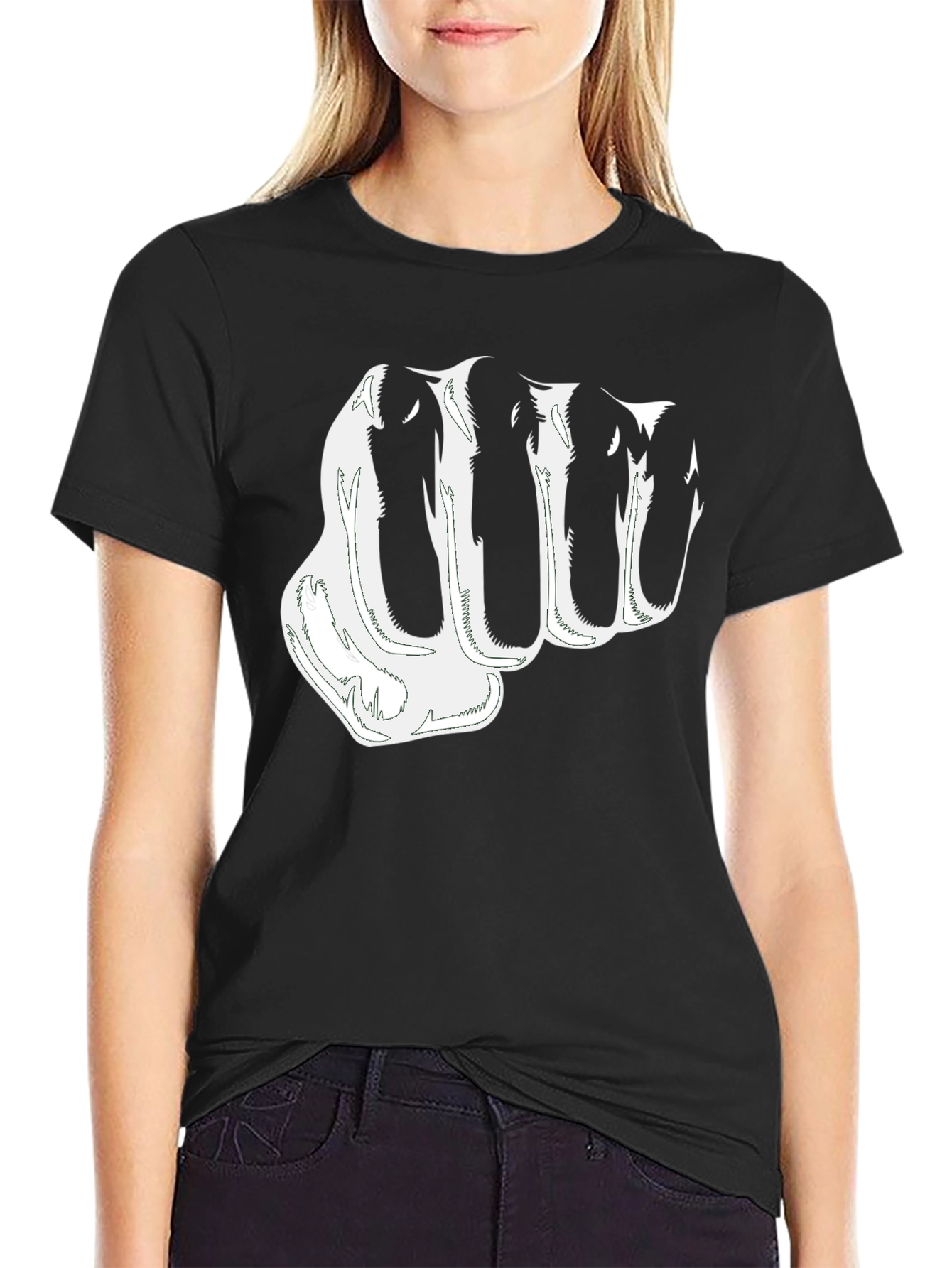 Fist Graphic Print Black T-Shirt