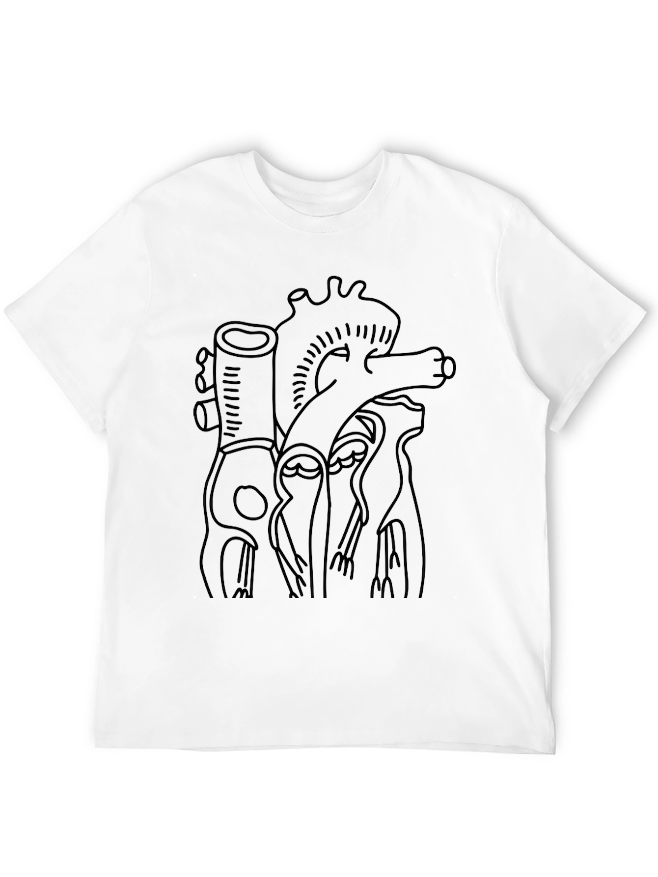 Anatomical Heart Line Art Black T-Shirt