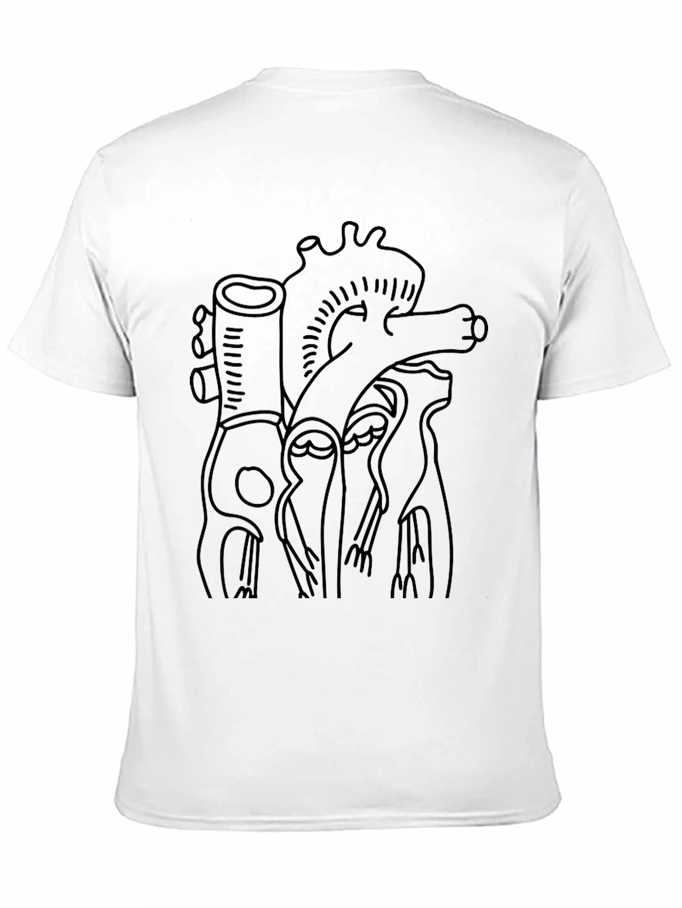 Anatomical Heart Line Art Black T-Shirt