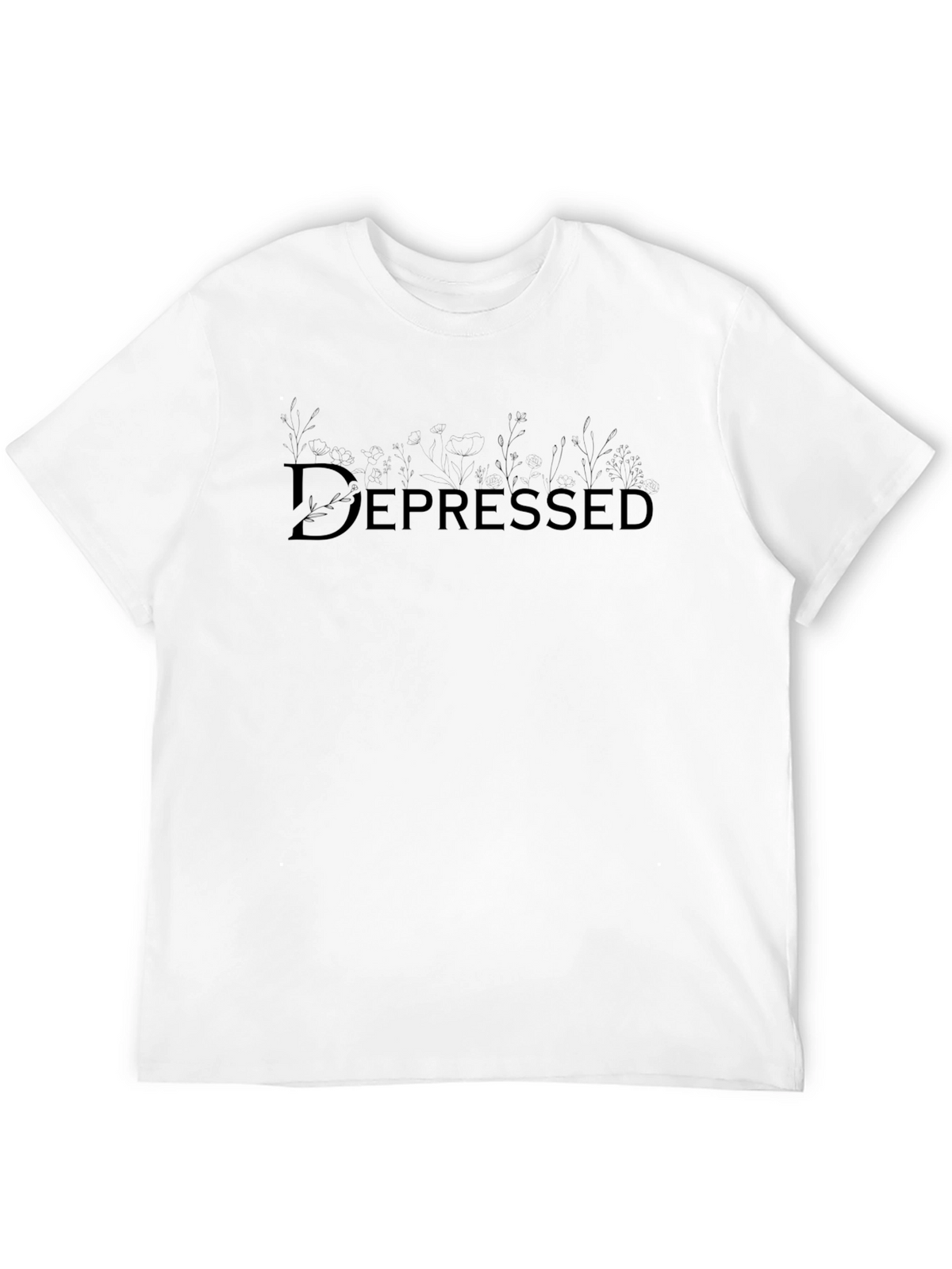 Depressed Floral Graphic T-Shirt - Black