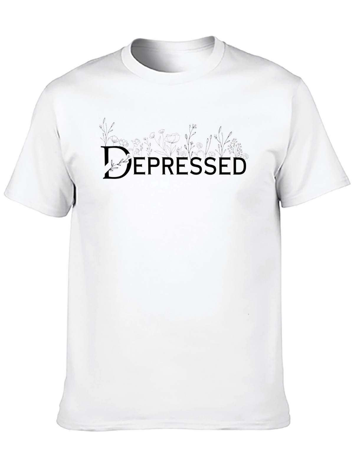 Depressed Floral Graphic T-Shirt - Black