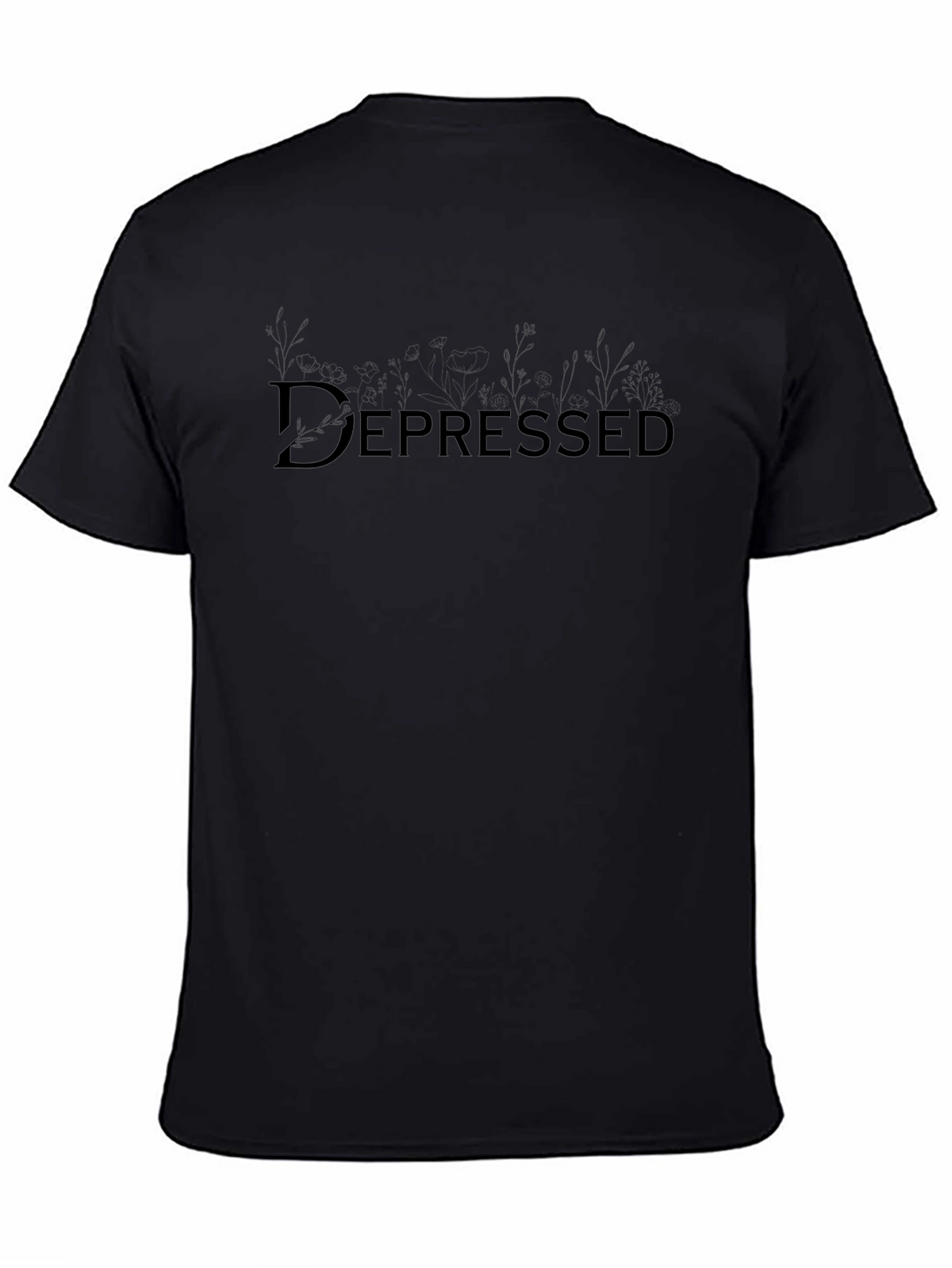 Depressed Floral Graphic T-Shirt - Black
