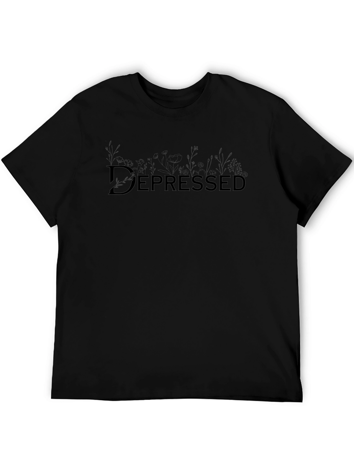 Depressed Floral Graphic T-Shirt - Black