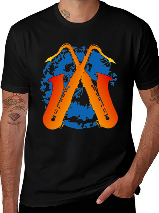 Saxophone T-Shirt Music Lover Tee Black