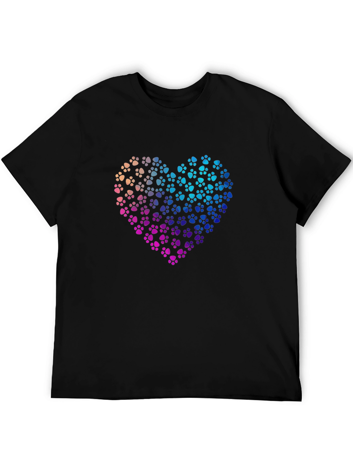 Paw Print Heart Graphic T-Shirt - Black