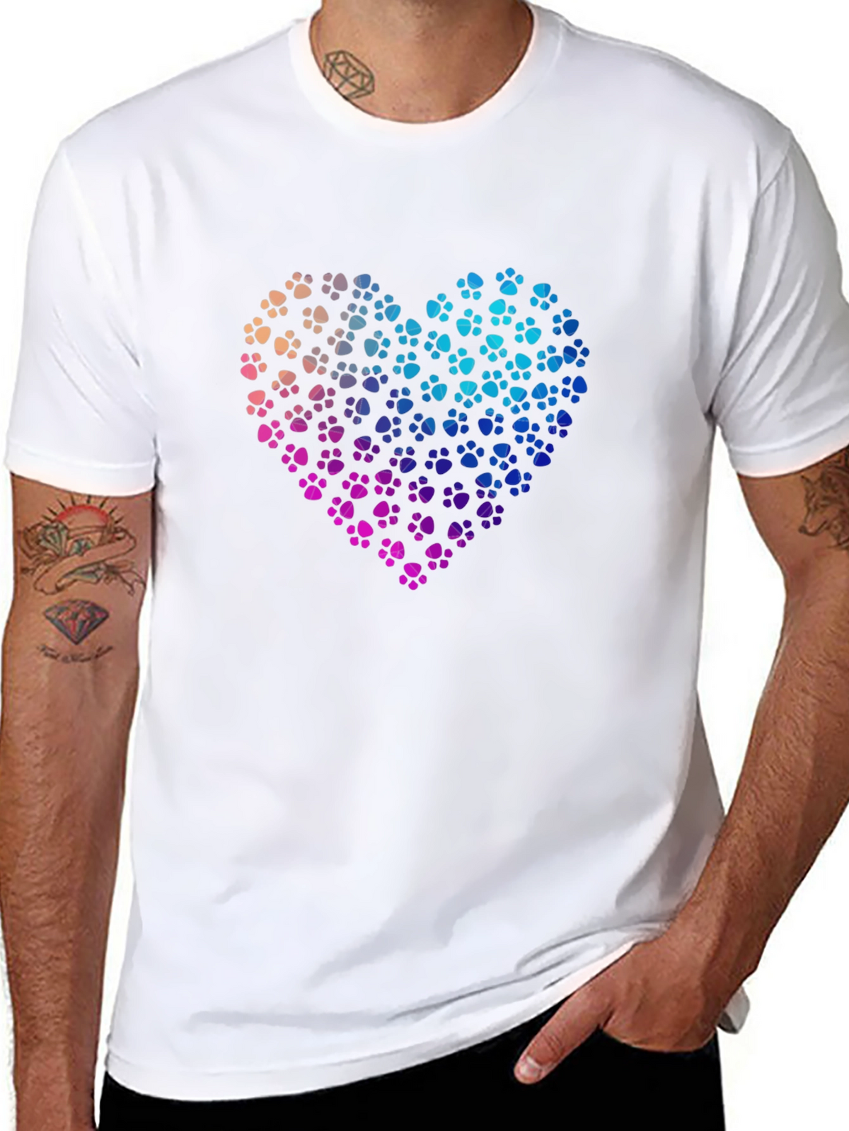 Paw Print Heart Graphic T-Shirt - Black