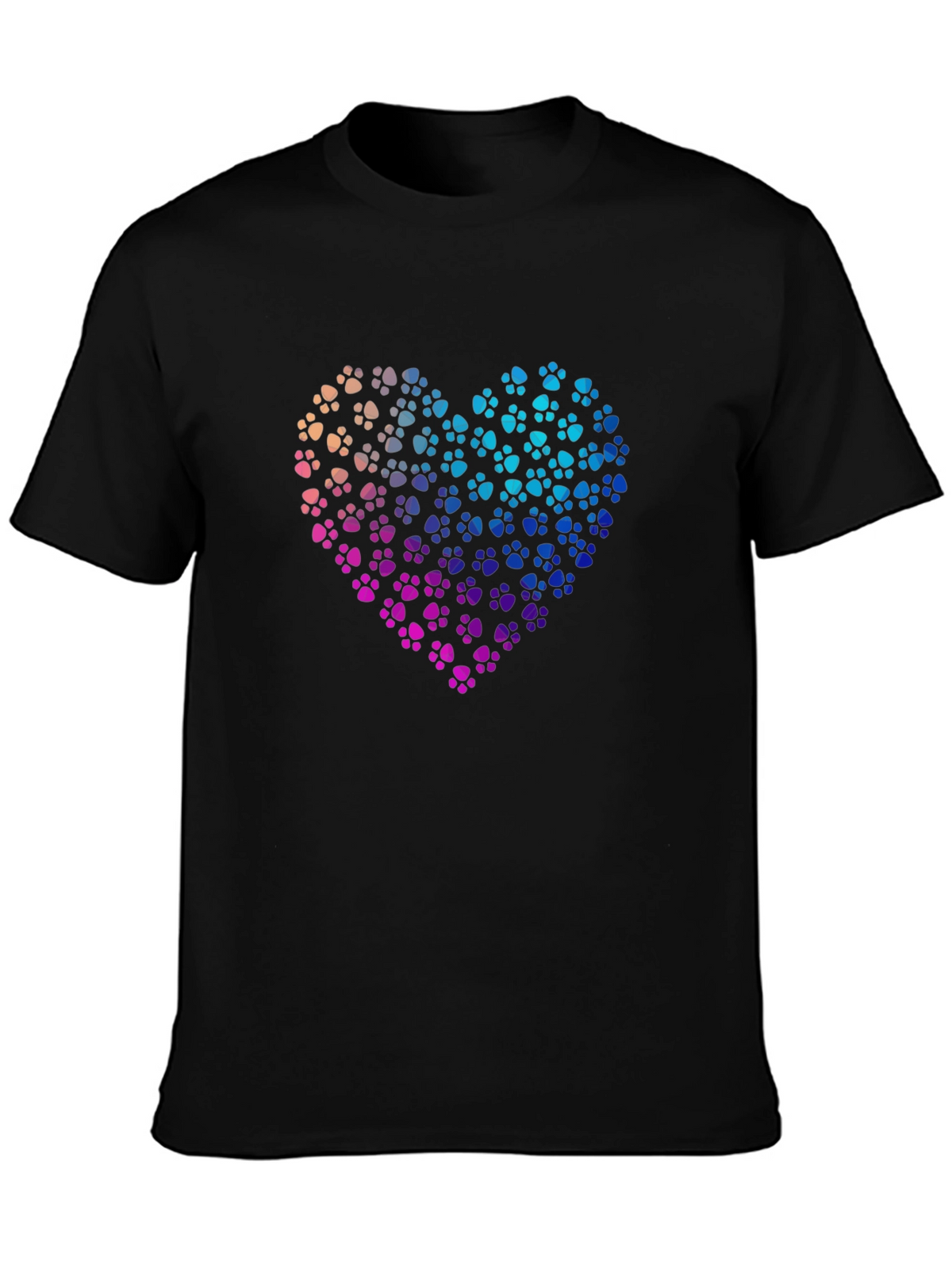 Paw Print Heart Graphic T-Shirt - Black