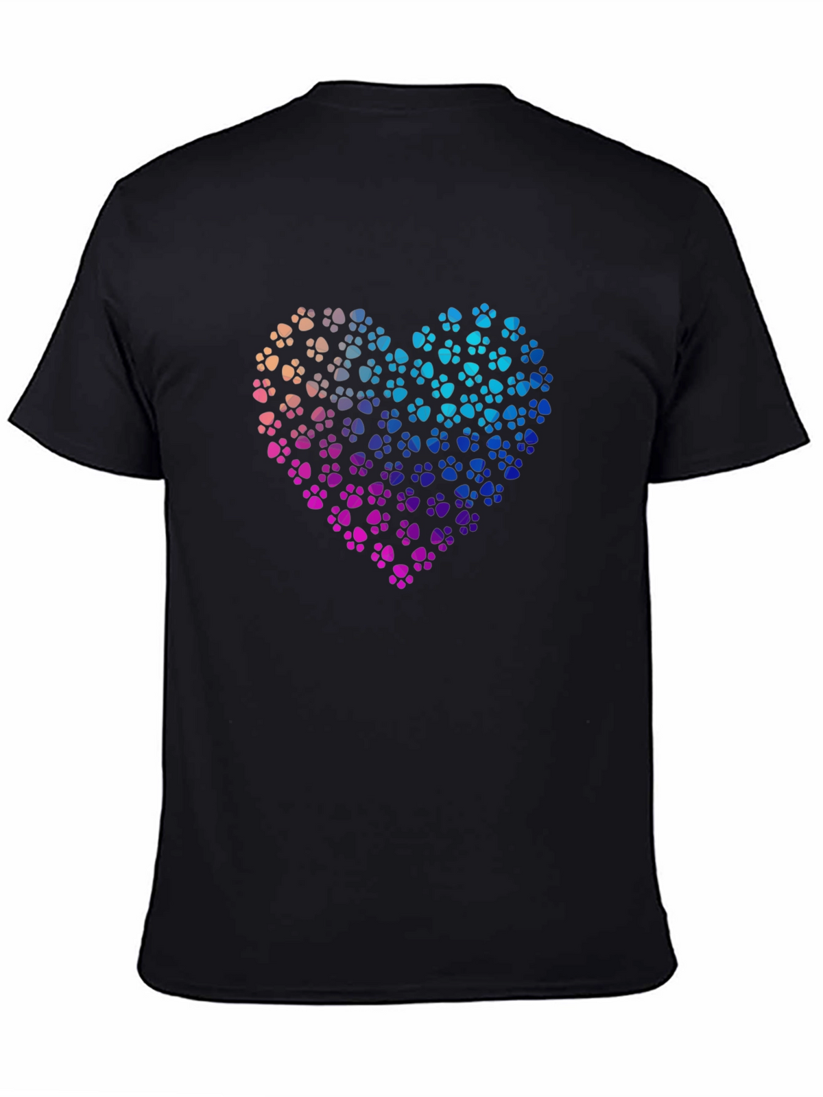 Paw Print Heart Graphic T-Shirt - Black