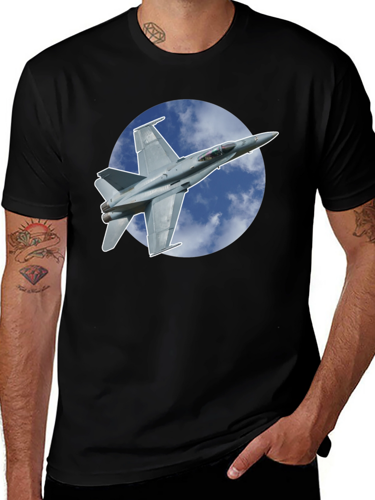 Jet Fighter Graphic Black T-Shirt