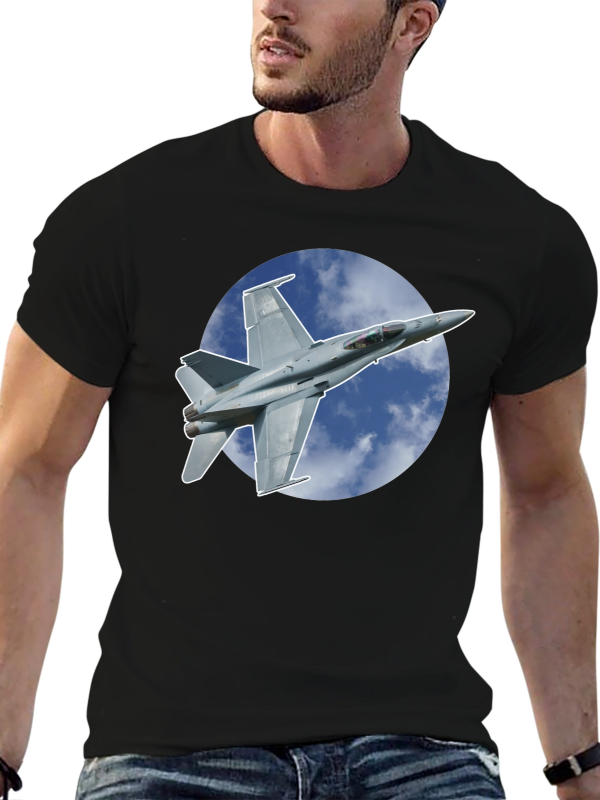 Jet Fighter Graphic Black T-Shirt