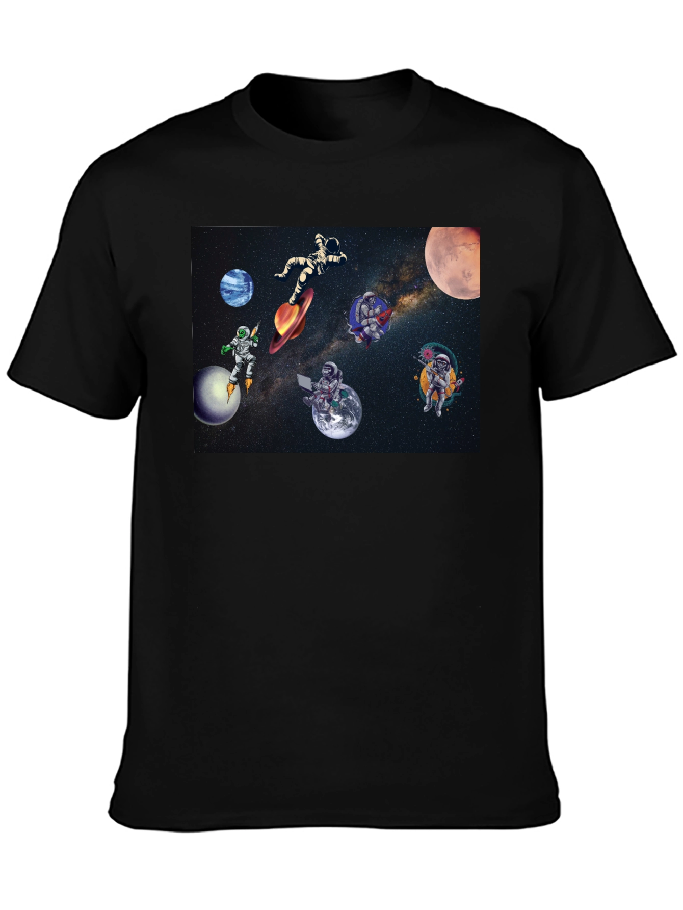 Astronaut Galaxy Black T-Shirt